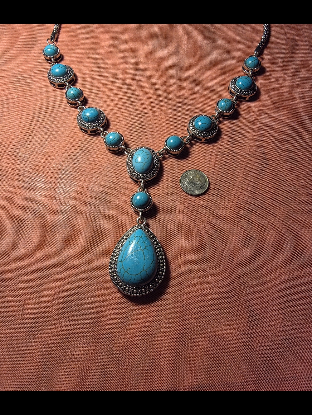 Turquoise Stone Pendant Necklace - Women Jewelry - Picture 2 of 4
